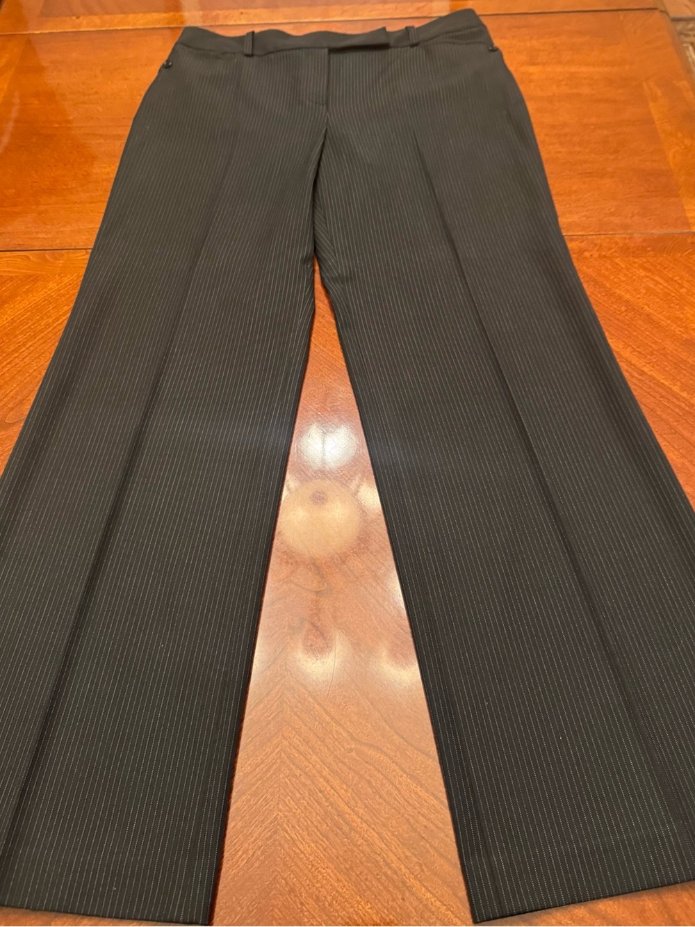 Ann Taylor Pants Black Pinstripe Boot-Cut Dress Pants Size - 10